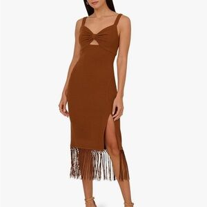 Adrianna Papell Brown Backless Sheath Midi Dress